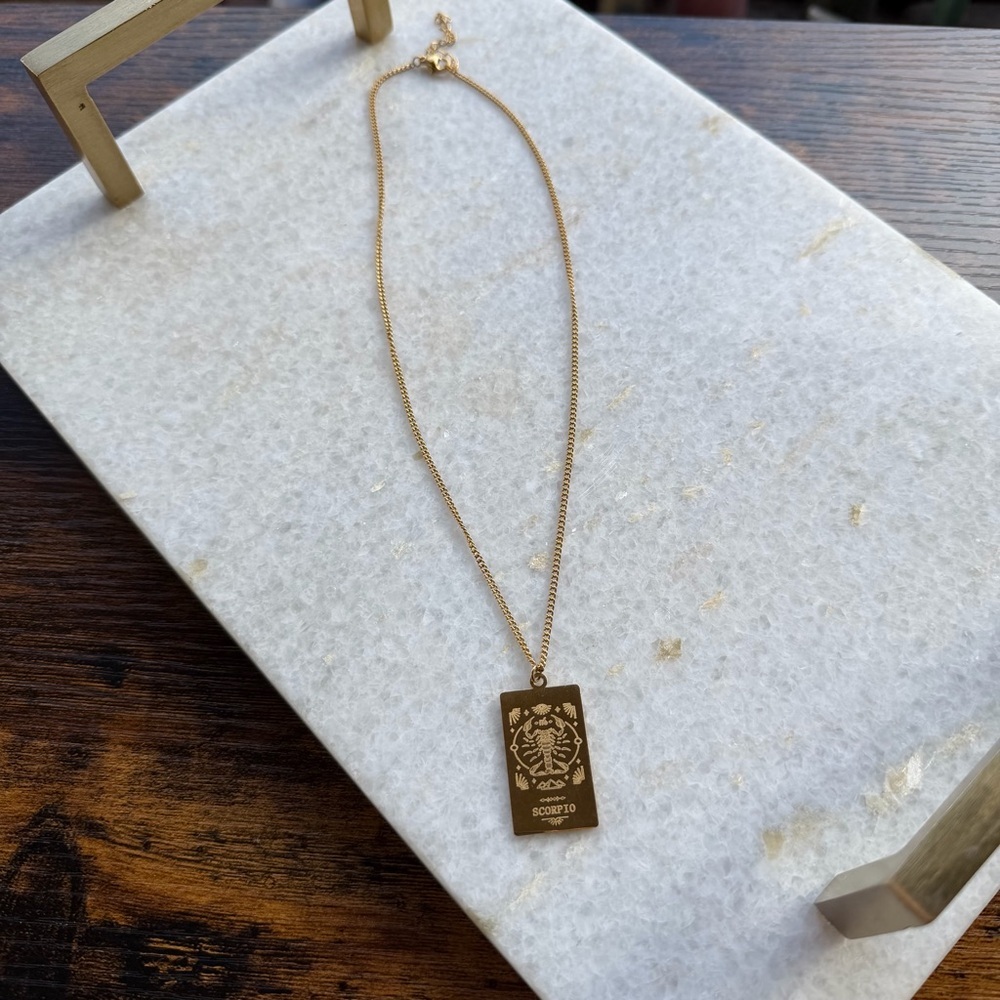 Gold Plated Scorpio Zodiac Necklace | 16” + 2” Extender | Astrology Pendant - Picture 1 of 3